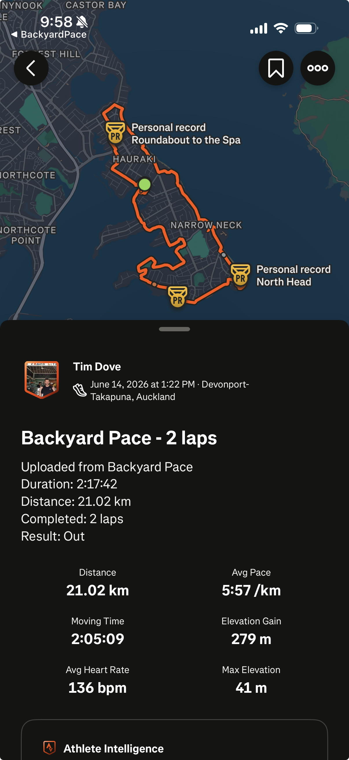 Strava activity view after BackyardPace upload