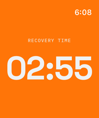 Apple Watch recovery — orange, under 3 minutes remaining
