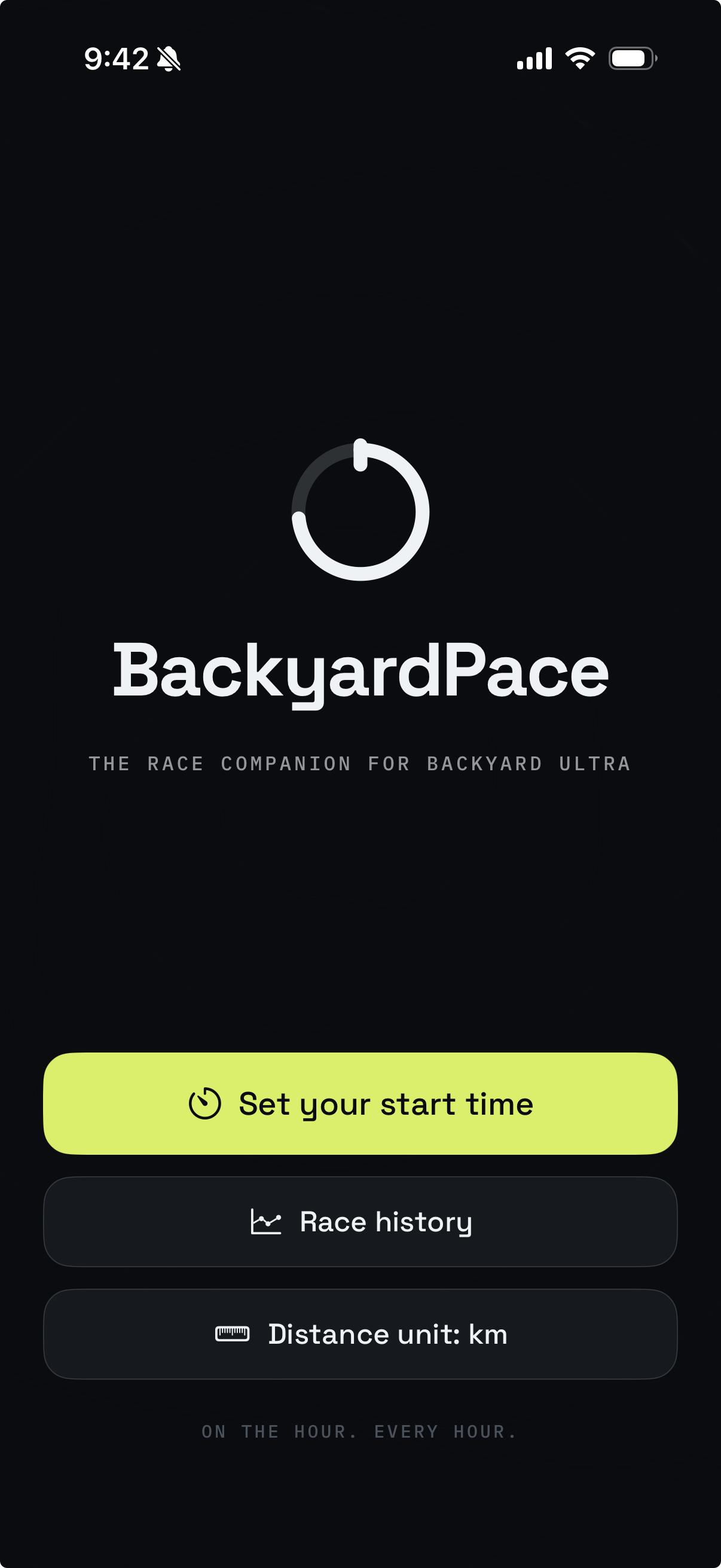 BackyardPace units of measure setting — kilometres or miles