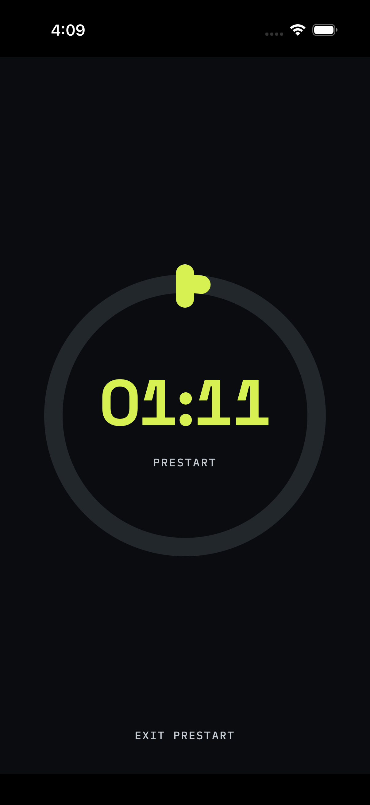 BackyardPace pre-start countdown on iPhone