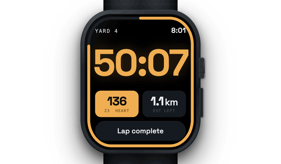 Apple Watch displaying heart rate zone 3 orange